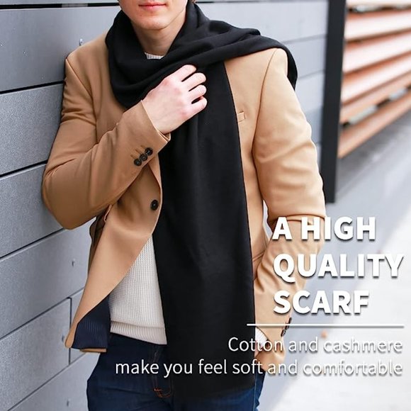 New Men Winter Scarf Soft Warm Long Cashmere Feel Scarves - Picture 2 of 6